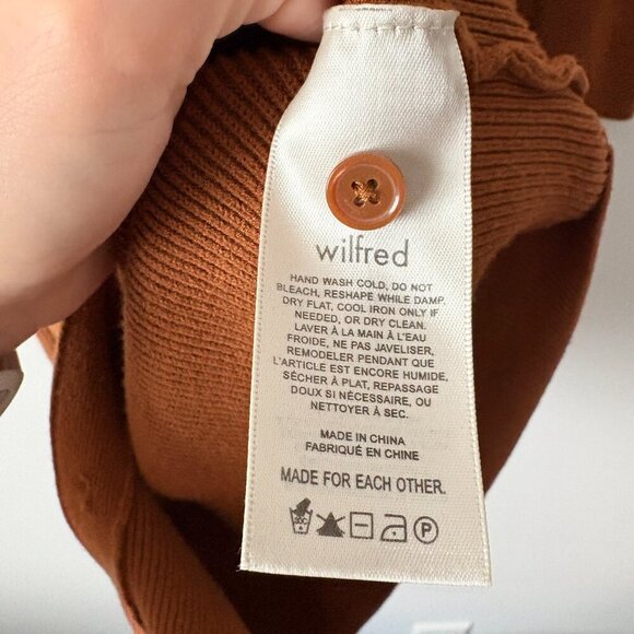 Aritzia Wilfred Cove Long Sleeve Knit Ribbed Dress Brown Size Medium - Picture 5 of 6